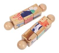 ibasenice 2 Pièces Puzzle Twist pour Tout-Petits Blocs de Torsion rotatifs Blocs de Bois préscolaires d'animaux Puzzle à Torsion rotative Rotatif