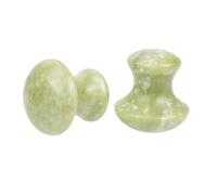 ibasenice 2 Pièces Rouleau de Massage Facial en Jade Vert, Masseur de Champignon, Massage du Visage Yeux, Relaxation Peau, pour Femmes