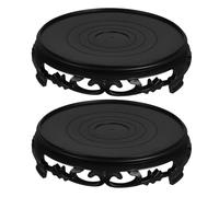 ibasenice 2 Pièces Socle Rond en Plastique Noir pour Pots de Fleurs et Plantes, Support Stable et Léger Collecte d'eau, Facile à Monter, pour Balcons et Salons