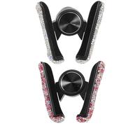 ibasenice 2 Pièces Support de Téléphone Voiture, Angle Réglable, ABS | Clip D’aération Latéral, Grip Antidérapant, Finition Strass Délicate, Style Compact pour Intérieur et GPS