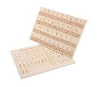 ibasenice 2 Pièces Tableau Alphabet Braille Bois pour Aveugles Outil Dapprentissage Portable avec Points Relief Lettres et Chiffres Aide Éducative pour Malvoyants