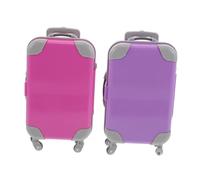 ibasenice 2 Pièces Valise pour Poupée Mini Bagages à roulettes Mallette Rigide Rose et Accessoires de Voyage pour Jeux Imitation Enfantins