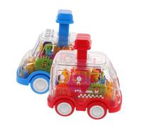 ibasenice 2 Pièces Voiture à Pousser Transparente avec Rouages pour Tout-Petits Jouet à Friction pour Garçon Fille Voitures Miniatures sans Piles