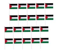 ibasenice 20 pièces Lot de Petits Drapeaux à Main Palestine Hampe Rigide pour Décoration Extérieure et Événements