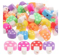 ibasenice 200pièces Perles Champignon Pâte Polymère DIY Perles Espacement Décoratives pour Bracelets Colliers Fabrication Bijoux Créatifs
