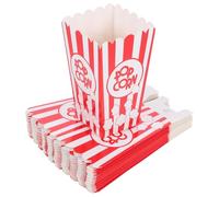ibasenice 24 Boîtes à Popcorn en Papier Rouge à Rayures Bord Ondulé, Taille Portable, Design Élégant pour Soirées Cinéma et Événements Festifs