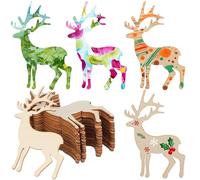 ibasenice 25 Pièces Tranches de Bois Cerf Inachevées pour Bricolage | Bords Lisses sans Bavure, Bois Beige, Forme Cerf, pour Ateliers DIY et Loisirs Créatifs