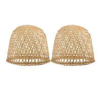 ibasenice 2pcs Abat-jour Suspendus en Bambou Tissé Léger et Rustique, Couvercle de Lampe Polyvalent pour Lustre Chambre, la Cuisine ou Lampe Suspendue Décorative