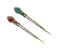 ibasenice 2pcs Épingles à Cheveux Chinoises Vintage en Alliage de Zinc Strass, Adaptées aux Cheveux -épais à Épais, pour Chignons et Accompagnement Quotidien Style Plusieurs styles
