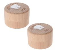 ibasenice 2pièces Boîte à Dents de Lait Bois Sculpté Étui pour Première Dent Coffret Souvenir pour Garçon Fille Garçons Filles