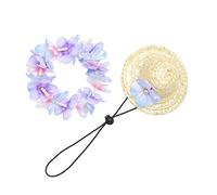 ibasenice 2pièces Lot de Chapeaux De Paille pour Chien Et Chat Couronnes pour Animaux De Compagnie Accessoires pour Plage Et Hawaïennes