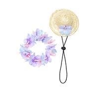 ibasenice 2pièces Lot de Couronnes De Chapeaux De Paille pour Chien Et Chat Accessoires Photo pour Plage Et Hawaïennes