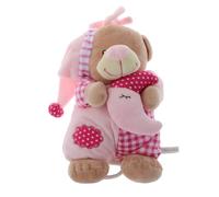 ibasenice 2pièces Musical Plush Bear Toy for Babies Soft Stuffed Sleep Soother with Hanging Strap for Nursery and Travel