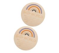 ibasenice 2pièces Panneau Annonce de Naissance Bois Rond Panneau Arc-ciel pour Personnalisable avec Prénom Couleur Aléatoire