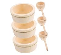 ibasenice 3 Ensembles Miniature Wooden Bowls and Spoons for Mini House Decor Unfinished Craft Dollhouse Kitchen Accessories Creative Pretend Play Gift