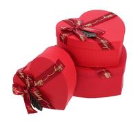 ibasenice 3 Pièces Boîte Cadeau Forme Cœur Papier Rouge Lot pour Cadeaux Romantiques Emballage Élégant pour Fête Mariage Saint-valentin et Anniversaires