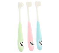 ibasenice 3 pièces Brosse à Dents Garçon Fille Poils Doux Design Cartoon Panda Silicone Manuel Pratique pour Garçons et Filles Lot Aléatoire Outil Nettoyage Dentaire Sûr Couleur Aléatoire