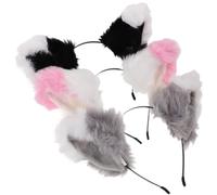 ibasenice 3 Pièces Cat Ears Hairband For Women Plush Furry Animal Headband Cosplay Party Accessory Cute Kawaii Cat Headpiece For Halloween And Everyday Use