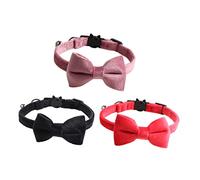 ibasenice 3 Pièces Collier Chat en Velours Collier Décoratif pour Animal Compagnie Sécurité Noeud Collier Calmant pour Chat Arc Cloche Flanelle