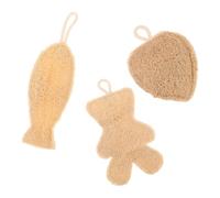 ibasenice 3 Pièces Éponge de Luffa Naturelle Exfoliante Corps, Loofah de Bain Éponge, Beige, Corde Suspendre, Nettoyage des Pores, Salle de Bain, Hommes et Femmes