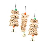 ibasenice 3 pièces Jouets à Mâcher pour Perroquets et Perruches Tressé et Os de Seiche Jouets Suspendus Résistants pour Petits Oiseaux Cage Fournitures pour Oiseaux Couleur Aléatoire
