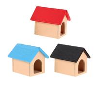 ibasenice 3 Pièces Miniature Dollhouse Pet House Scale Wooden Dog Kennel for Outdoor Garden Playset and Educational Puppy Accessories
