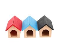 ibasenice 3 Pièces Miniature Wooden Dog House for Dollhouse Compact Pet Shelter for Scale Garden Playsets Dollhouse Outdoor Accessories in and