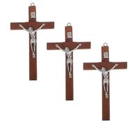ibasenice 3 Pièces Pendentif Croix en Bois Marron Élégant et Rétro pour Prières Catholiques, Décoration Suspendue Sécurisée, pour Colliers et Créations de Bijoux Spirituels