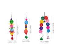 ibasenice 3 pièces Perroquet avec Balles Rotin et Cloches à Mâcher Suspendu pour Cage Stimule Développement Cognitif du Bec Adapté Aux Perruches et Calopsittes