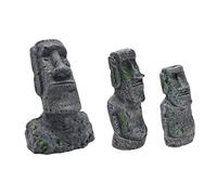 ibasenice 3 pièces Statues Moai pour Aquarium et Terrarium Décorations Résine Sécurisée Petit Moyen Grand pour Aménagement Paysager Aquatique et Reptiles