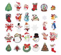 ibasenice 30 Pièces Écusson de Noël Brodé en Tissu pour Chapeaux et | Applique Patch Décorative, Style Créatif Varié, pour Noël, Couvre Trous sur Vêtements, Usage Multiple