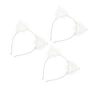 ibasenice 3pcs Bandeaux à Cheveux Motif Oreilles de Chat en Tissu Blanc, Accessoires Décoratifs Délicats pour Femmes et Filles, pour Concerts et Anniversaires