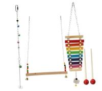 ibasenice 3pièces Jouets pour Oiseaux Xylophone Suspendu Brochette De Fruits Et Balançoire pour Perroquet