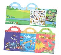 ibasenice 4 Ensembles Autocollants Réutilisables pour Garçon Fille Stickers DIY Scènes Animaux Véhicules Dinosaures et Espace Activités Éducatives et Créatives pour Tout-Petits