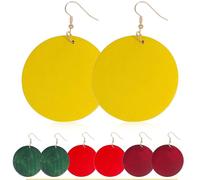 ibasenice 4 paires Boucles Oreilles Bois Rondes Légères Pendants Géométriques Rétro pour Femmes et Filles Bijoux Fantaisie Mode Simple et Confortable