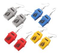 ibasenice 4 paires Boucles Oreilles Pendantes Forme Poubelle Couleurs Lumineuses Bijoux Drôles Femme Accessoires Mode