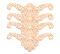 ibasenice 4 Pièces Applique en Bois Sculpté Beige pour Décoration de Meubles, Incrustation Vintage Élégante, Compatible DIY pour Meubles, Moulure Décorative Angle Sculpté