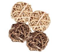 ibasenice 4 Pièces Balle à Mâcher Paille pour Petits Animaux Lot de Solides pour Lapin Hamster et Cochon pour Soins Dentaires et Divertissement Cage