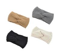 ibasenice 4 pièces Bandeaux Laine Tricotés avec Croisement Élastique Protège-oreilles Confortable pour Femme et Fille Accessoires Hiver Couleurs Noir Beige Camel Gris