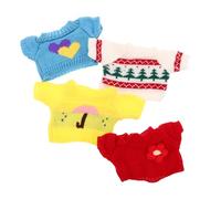ibasenice 4 Pièces Bear Doll Clothes Set for Plush Toys Soft Sweaters with Heart Flower Umbrella Christmas Tree Patterns Comfortable DIY Crochet Outfit Accessories
