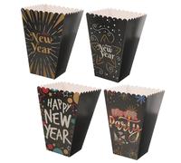 ibasenice 4 Pièces Boîtes à Popcorn Écologiques Carton Conteneurs Réutilisables pour Snacks et Friandises Légers et Décoratifs pour Fêtes et Années Nouvelles