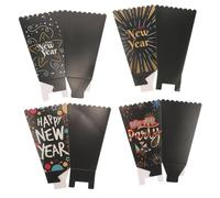 ibasenice 4 Pièces Boîtes Popcorn Écologiques Thème Nouvel An Conteneurs Carton Popcorn pour Fête Anniversaire et Soirée Cinéma Boîtes Snack Légères et Portables