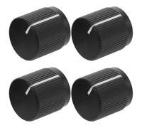 ibasenice 4 Pièces Bouton de Commande du Potentiomètre, Bouton de Guitare Basse en Alliage D'aluminium, Plat, Noir, pour Guitare Électrique et Instrument Acoustique, Réglage Précis,