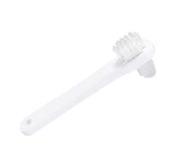 ibasenice 4 pièces Brosse Double Face pour Dentier Brosse Souple à Têtes Angulaires et Multi-tuftées Nettoyage des Fausses Dents Poignée Antidérapante Blanc et Bleu Portable