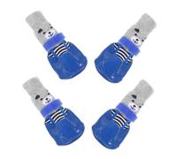ibasenice 4 Pièces Chaussettes Lavables pour Animaux De Compagnie Animal De Compagnie Patte Pantoufle Démarrage Accessoires pour Petits Chiens Traction Mignon Chien Chaussette Coton Sky-Blue