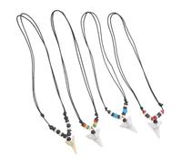 ibasenice 4 Pièces Collier Dent Requin Imitation Ajustable pour Surfeur Homme Pendentif Thème Océan Authentique Style Côtier Beach Charm
