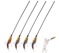 ibasenice 4 Pièces Jouets Interactifs pour avec Cloches Ensemble de Bâtons à Plumes pour Jeu et Couleurs Aléatoires Couleur Aléatoire