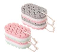 ibasenice 4 pièces Lot de Éponges de Bain Exfoliantes Double Face pour Corps Éponge Rugueuse et Douce Couleurs Assorties pour Hommes et Femmes Nettoyant Peau Luffa