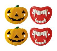 ibasenice 4 Pièces Lot de Tétines pour Garçon Fille Halloween Jouets de Dentition Portables Citrouille et Vampire Design et Ergonomique pour Fête