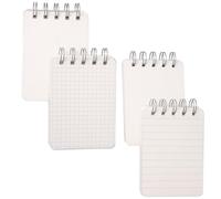 ibasenice 4 Pièces Petit Cahier à Spirale Blanc 10,6x7,7cm Index des Notes à Bobine, Papier Quadrillé, Léger et Simple pour L'école, le Bureau Maison